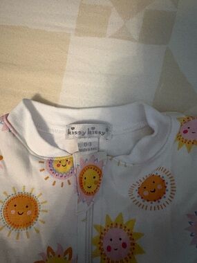 Kissy Kissy White Zip Baby Sleeper with Sunny Faces